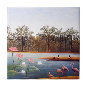 De Cerâmica Azulejo Henri Rousseau Flamingoes