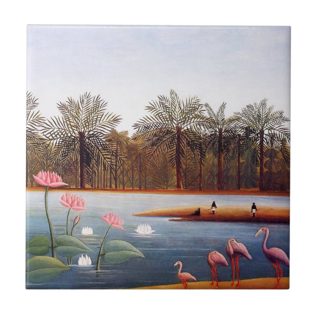 De Cerâmica Azulejo Henri Rousseau Flamingoes (Frente)