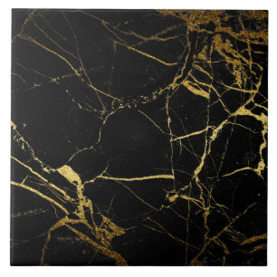 De Cerâmica Azulejo Impressão preto e Dourado mármore