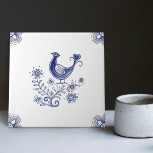 De Cerâmica Azulejo Indigo Flores Pássaros Estilo Holandês Del