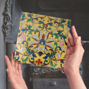 De Cerâmica Azulejo Inglês Floral Amarelo Repro Vintage Minton