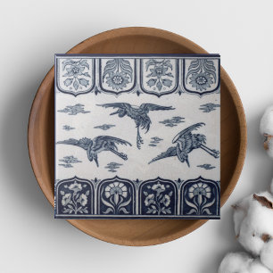 De Cerâmica Azulejo Inglês Vintage Minton Azul e Branco Repro