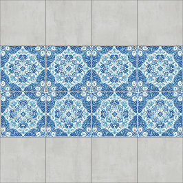 De Cerâmica Azulejo Intrincado Azul e Branco com Motivo Floral
