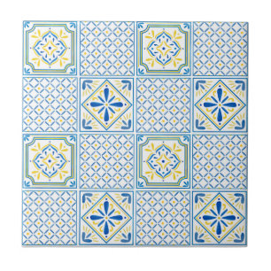 De Cerâmica Azulejo Italiano Mediterrâneo Azul e Amarelo