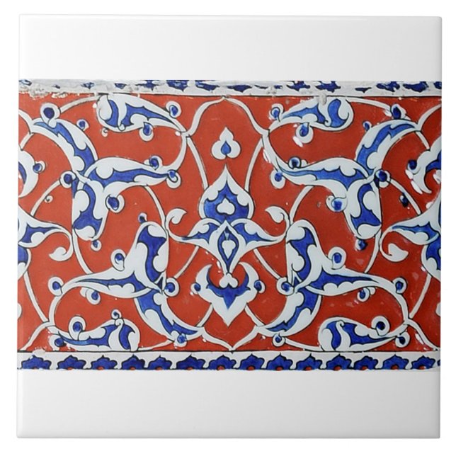 De Cerâmica azulejo iznik em cor vermelha (Frente)