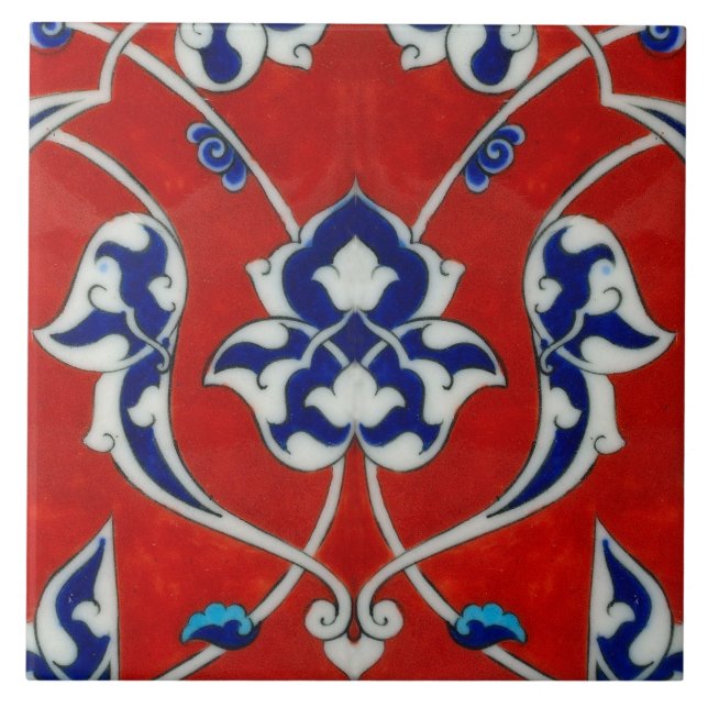 De Cerâmica azulejo iznik em cores vermelhas (Frente)