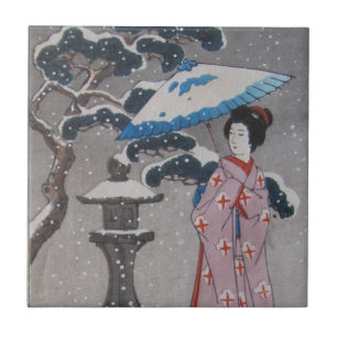 De Cerâmica Azulejo japonês da gueixa