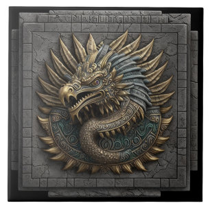 De Cerâmica Azulejo Maia com Quetzalcoatl Ouro