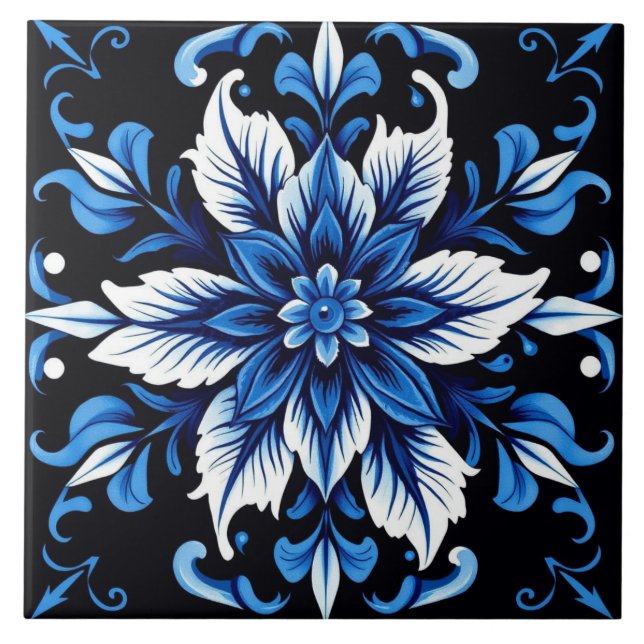 De Cerâmica azulejo mandala safira (Frente)