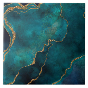 De Cerâmica Azulejo - Mármore Veias Douradas Teal
