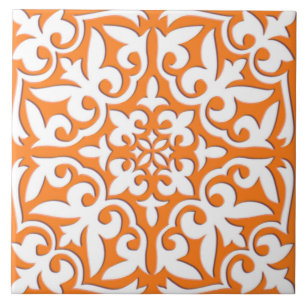 De Cerâmica Azulejo marroquino - alaranjado e branco corais