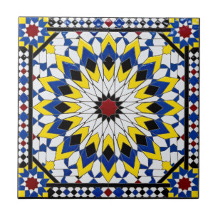 De Cerâmica Azulejo Marroquino Amarelo e Azul Real Autêntico
