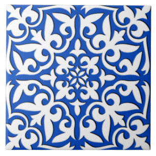 De Cerâmica Azulejo marroquino - azuis cobaltos e branco