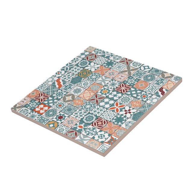 De Cerâmica Azulejo marroquino - azul e marrom (Lateral)