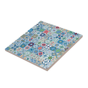 De Cerâmica Azulejo marroquino - azul e vermelho