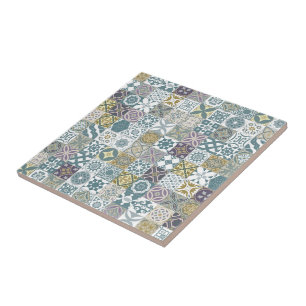De Cerâmica azulejo marroquino - azul pastel e ouro
