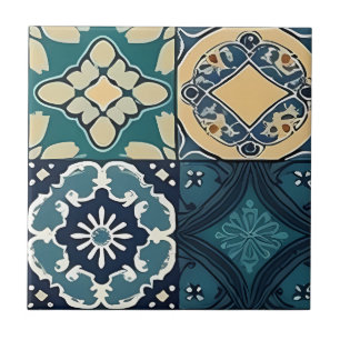 De Cerâmica Azulejo marroquino azul, verde e amarelo pálido