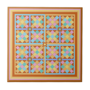 De Cerâmica Azulejo marroquino bloqueia padrão em terracotta