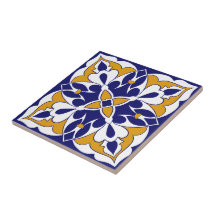 Azulejo marroquino Blue Yellow Vintage Bohemian Pa