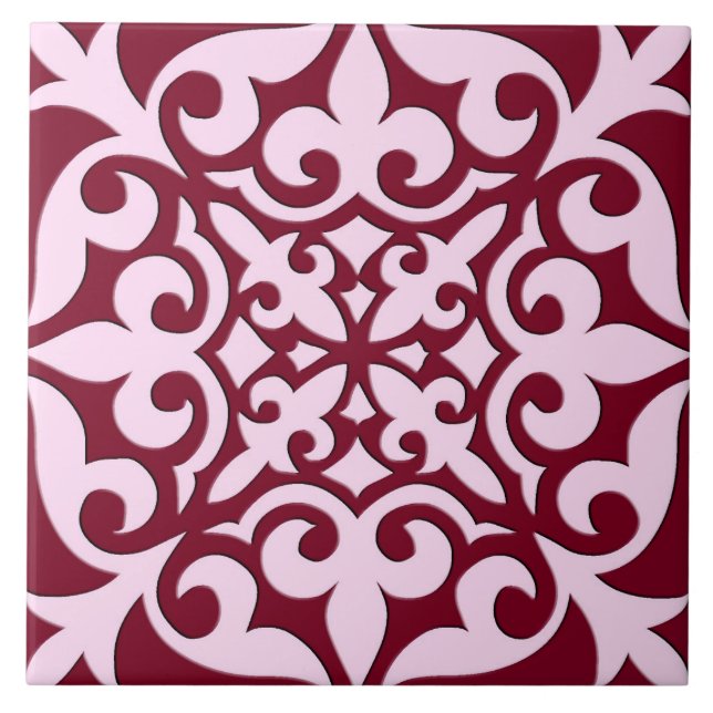 De Cerâmica Azulejo marroquino - Borgonha e rosa (Frente)