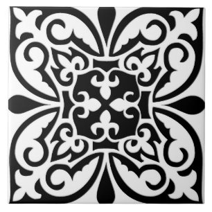 De Cerâmica Azulejo marroquino - branco com fundo preto