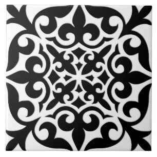 De Cerâmica Azulejo marroquino - branco com fundo preto