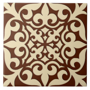 De Cerâmica Azulejo marroquino - castanho chocolate e bege