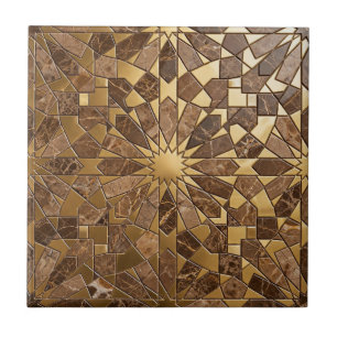 De Cerâmica Azulejo Marroquino Dourado e Mármore Marrom Luxo