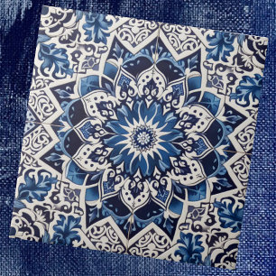 De Cerâmica Azulejo Marroquino Mediterrâneo Azul e Branco