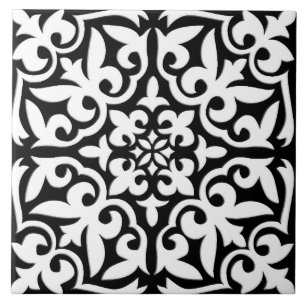 De Cerâmica Azulejo marroquino - preto com fundo branco