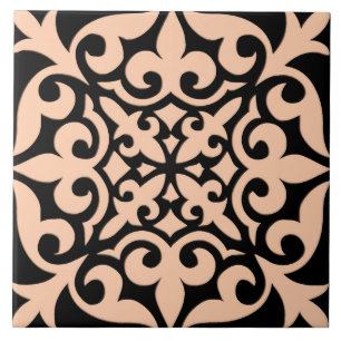 De Cerâmica Azulejo marroquino - rosa e preto do pêssego