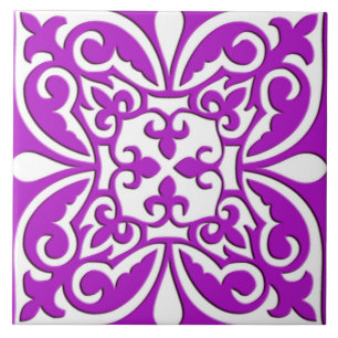 De Cerâmica Azulejo marroquino - roxo e branco violetas