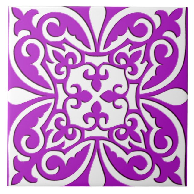 De Cerâmica Azulejo marroquino - roxo violeta e branco (Frente)