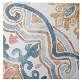 De Cerâmica Azulejo Mediterrâneo Aquarela
