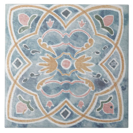 De Cerâmica Azulejo Mediterrâneo Aquarela