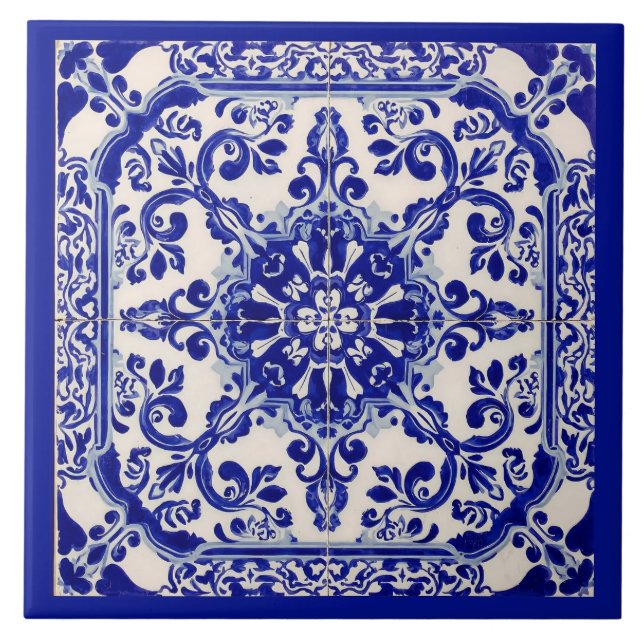 De Cerâmica Azulejo Mediterrâneo Azul Branco (Frente)