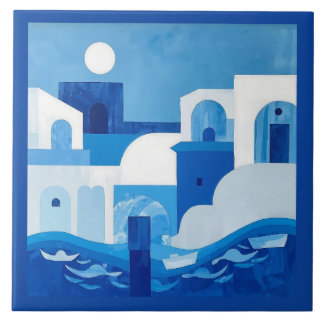 De Cerâmica Azulejo Mediterrâneo Azul Branco