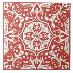 De Cerâmica Azulejo Mediterrâneo Branco e Vermelho