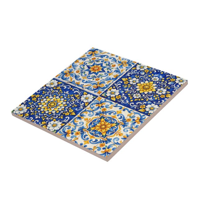 De Cerâmica Azulejo Mediterrâneo Florido (Lateral)