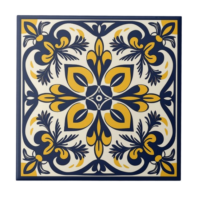 De Cerâmica Azulejo mexicano azul e amarelo - nº 3 (Frente)