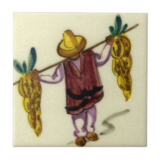 De Cerâmica Azulejo mexicano do vintage - bananas do
