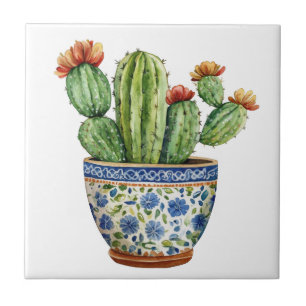 De Cerâmica Azulejo mexicano Talavera Hacienda Style Cactus