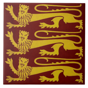 De Cerâmica Azulejo Minton Pugin Gothic Lions 1850s Reproduç