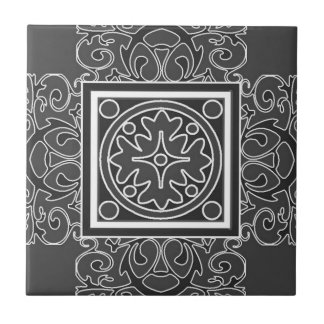 De Cerâmica Azulejo modelado preto e branco
