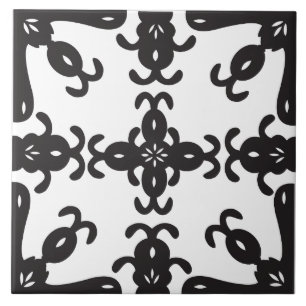 De Cerâmica Azulejo modelado preto e branco da