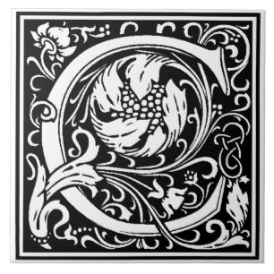 De Cerâmica Azulejo - Monograma Alfabeto C Preto Branco