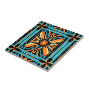 De Cerâmica Azulejo mosaico azul laranja amarelo