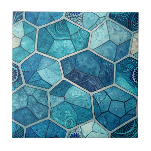 De Cerâmica Azulejo Mosaico Azul Oceano – Polígono Irregular