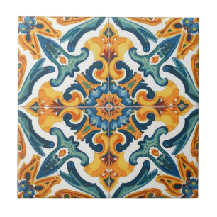 De Cerâmica Azulejo mosaico laranja e verde vintage a granel