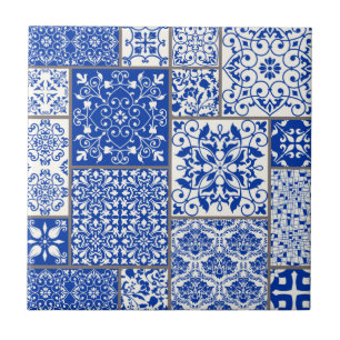 De Cerâmica Azulejo Mosaico Maiolica Azul e Branco do Mediterr